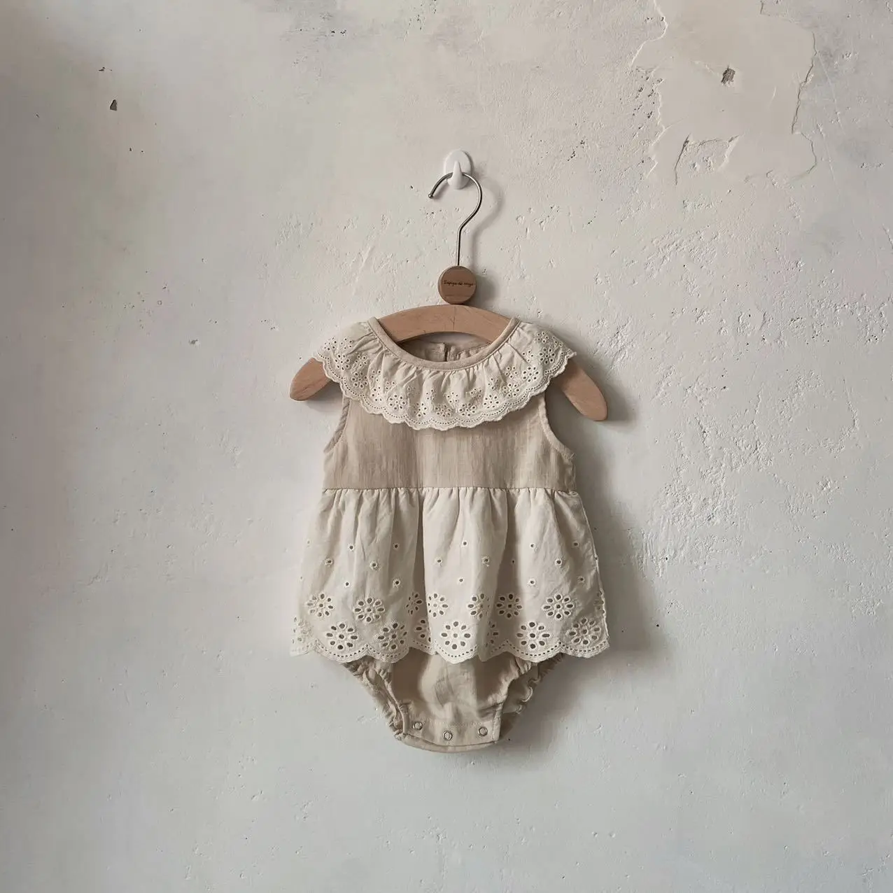 

Newborn Clothes Baby Girls Bodysuit 2023 Summer Toddler Girls Lace Collar Sleeveless Jumpsuit Dress One Piece Infant Clothing