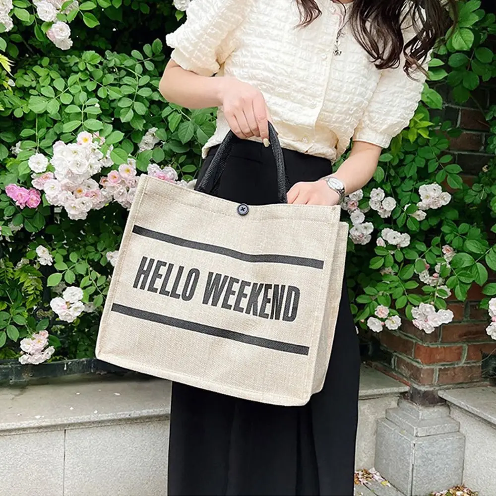 

Bag Handbag All-match Korean Style Linen Bag Women Tote Bag Letter Printing Handbag Bohemian Shoulder Bag Large Capacity Bag