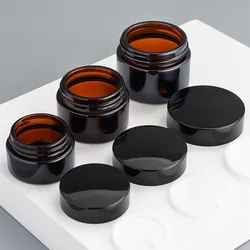 10pcs 5g 10g 15g 20g 30g 50g 100g Travel Mini Cream Glass Jar Clear Glass Container With Black Cap Cosmetic Packaging