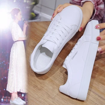 Desginer Women Sneakers Breathable Students Casual Sports Shoes Girl Flat Leather Pu White Shoes Woman Vulcanize Shoes 1