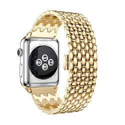 Premium Stainless Steel Watch Band - Elegant Metal Strap for 42mm-44mm-45mm (Gold)