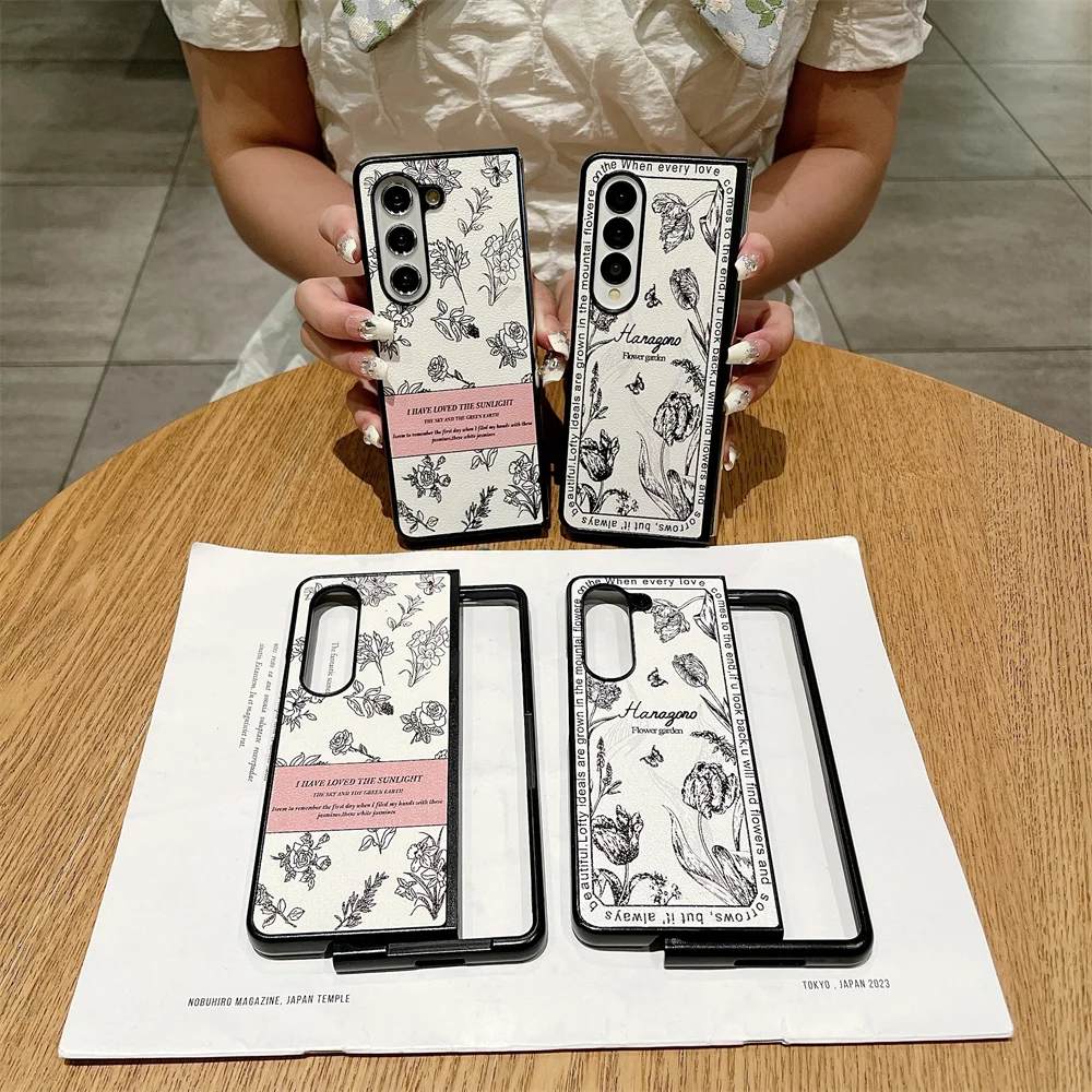 Cute Cartoon Flower Leather Case - Retro Rose Shockproof Ins Korean Cover