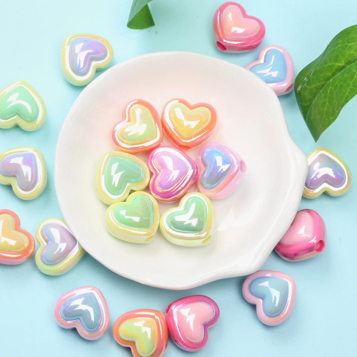 

20pcs 18mm UV Dazzle 3D Acrylic Love Heart Loose Beads DIY Jewelry For Earrings Necklace Pendant Making Creative Accessories