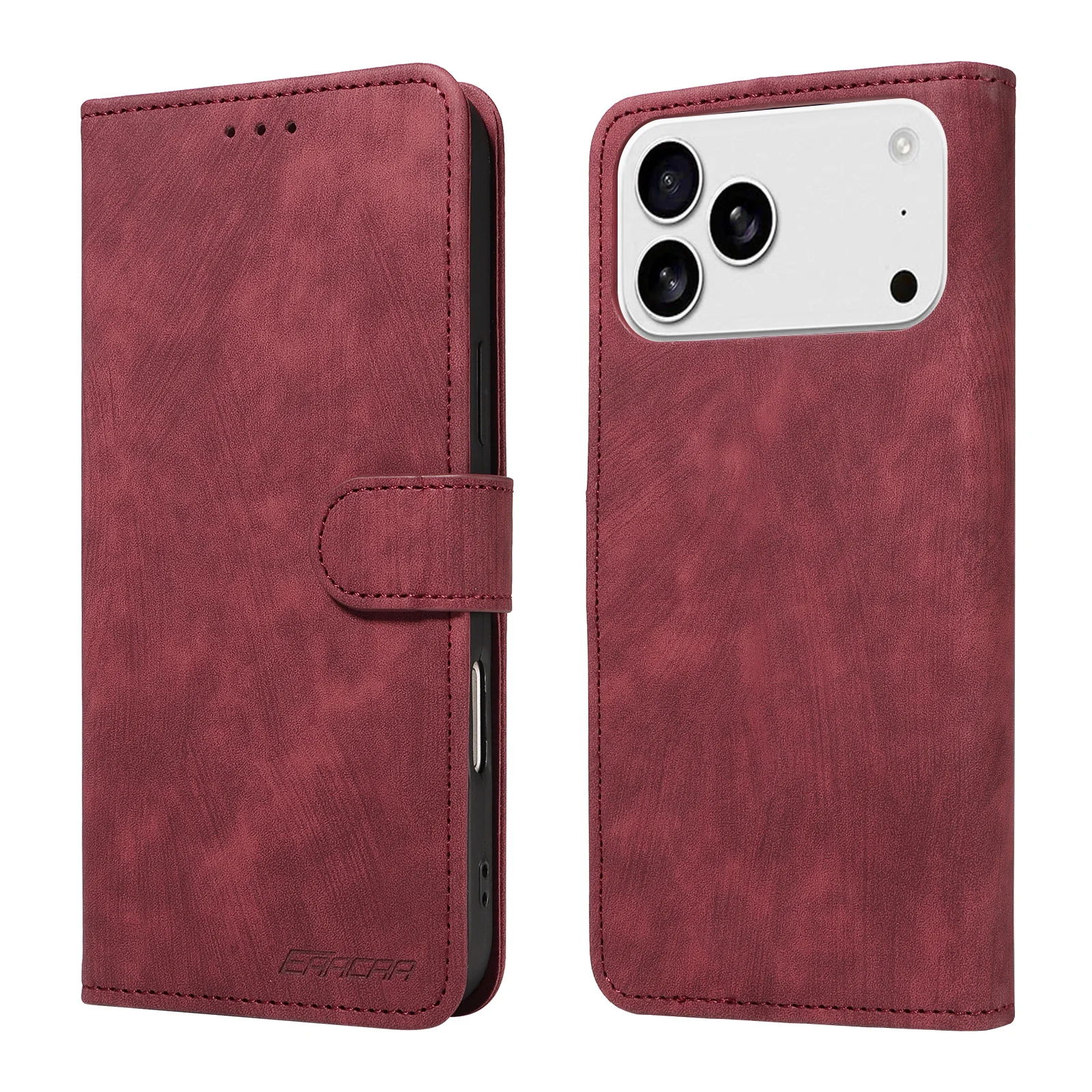 Leather Flip Wallet Phone Case with Kickstand and Magnetic Closure