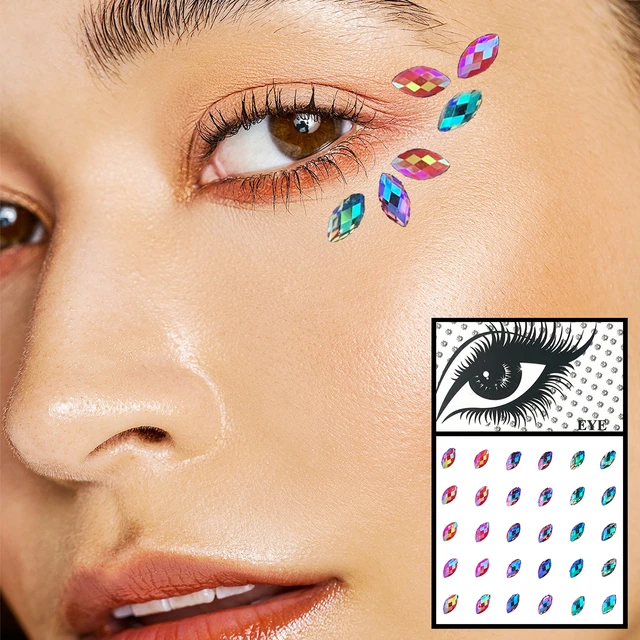 Face Jewels Temporary Tattoos Eyes Eyeliner Bindi Dots Gems Makeup Sticker  Flash Crystals Rhinestones Jewelry Party Decoration - AliExpress