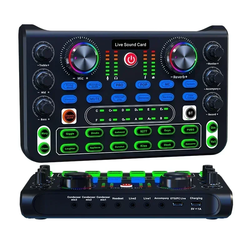 HD X60 Sound Card English Version Professional Sound Cards Audio Mixer For Karaoke Broadcast KTV Singing Live Mixer