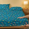 1 Simple Modern Sea Land Air printed matte Fitted Sheet, bedroom printed bed cover, bedding (excluding pillowcases) 3