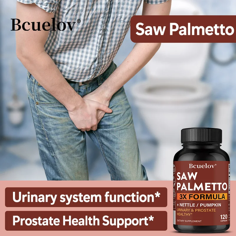 Saw Palmetto Berry Complex Capsules-Turmeric Tribulus Maca, Reduce Baldness and, Prostate Hair Growth Urinary Tract Support