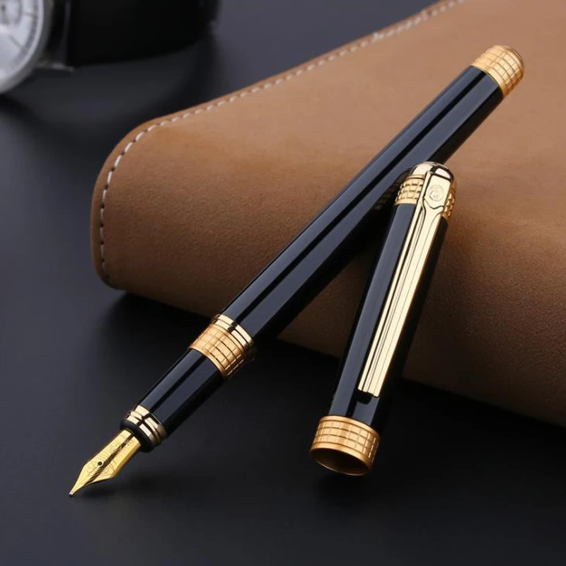 Picasso Pimio 909 Black Time of London Series 0.5mm Nib Fine Fountain Pen Gold Trim Ink Pen Luxurious Writing Gift Pen Set forest time envelope letter paper set 3 envelope 6 sheets letter wedding invitation office school supplies writing stationery