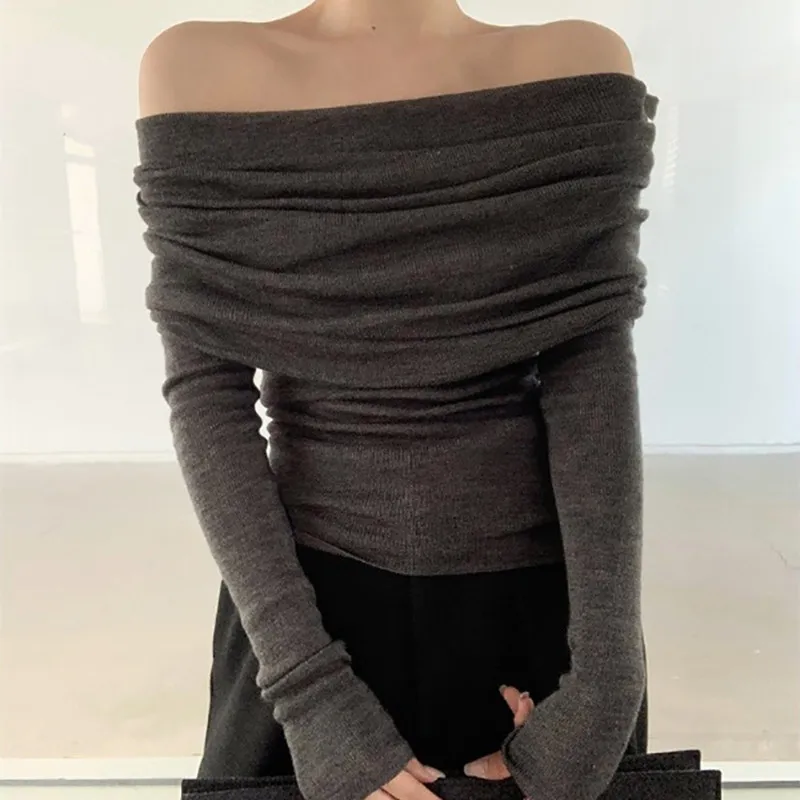 Women Autumn Long Sleeve Off Shoulder Sweater