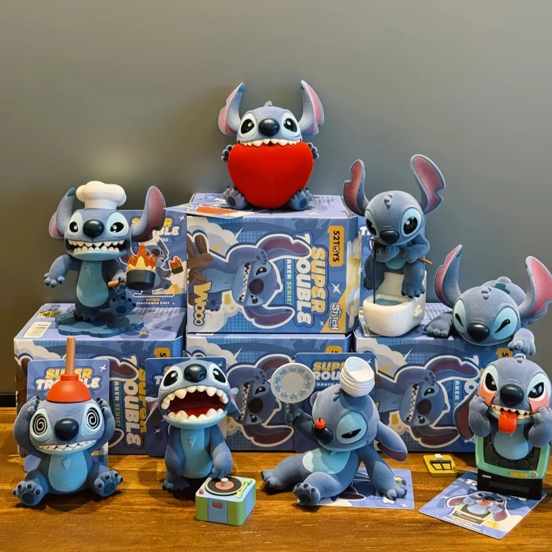 52toys 스티치 슈퍼 트러블 메이커 시리즈 블라인드 박스 플로킹 컬렉션 데스크탑 장식품 패션 트렌드 선물