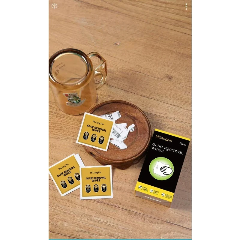 Adhesive remover wet wipes for floor, glass, ceramic, plastic, metal cleaner: glue double-sided tape, marker, label glue, sponge