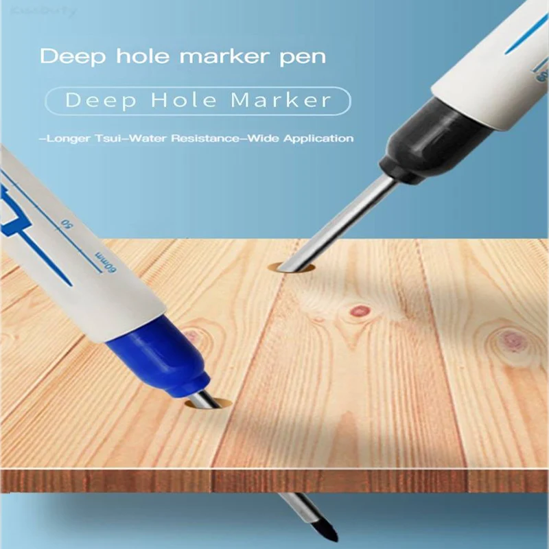 4 Pcs/Set 30mm Long Head Markers Carpenter Construction Deep Hole Marker Pens Multi-purpose Marking Pen Writing Tool permanent marker pen,marker pens,permanent marker,permanent markers,markers pen,long nib markers