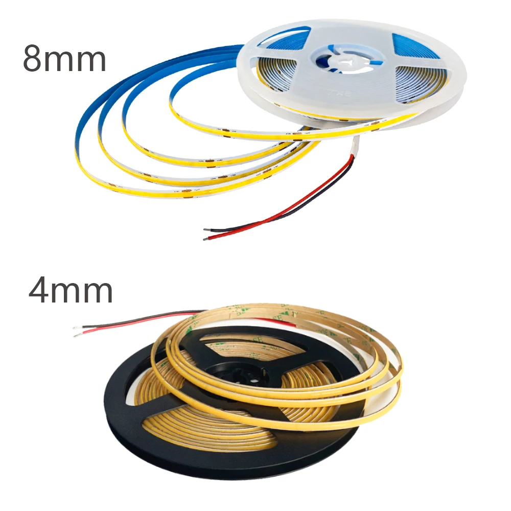 LED Light Bar DC 12V COB LED Strip Lights For Room Decor DIY Craft 4mm 8mm DC24V Linear Light Warm Cool White Dimmable