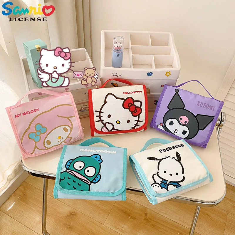 

Hello Kitty Sanrio Anime Makeup Bag New Cute Kuromi My Melody Foldable Storage Bag Large Capacity Makeup Bag Kawaii Girl Gift
