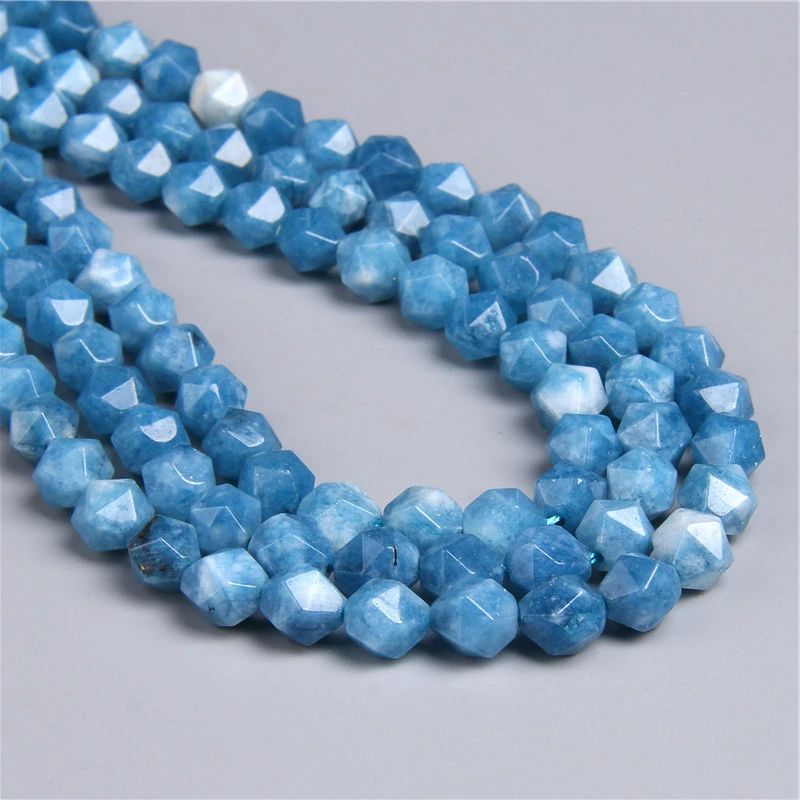 16''high quality Natural Gemstone Blue chalcedony Quartz Round Spacer Loose Bead 