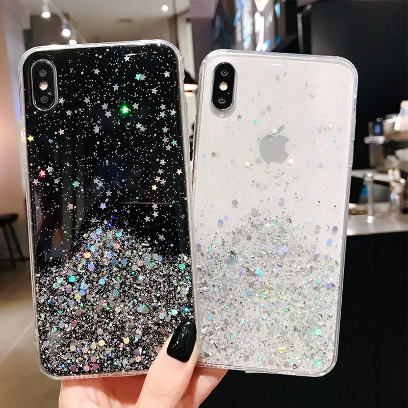 Luxury Gradient Glitter Star Soft Clear TPU Phone Case