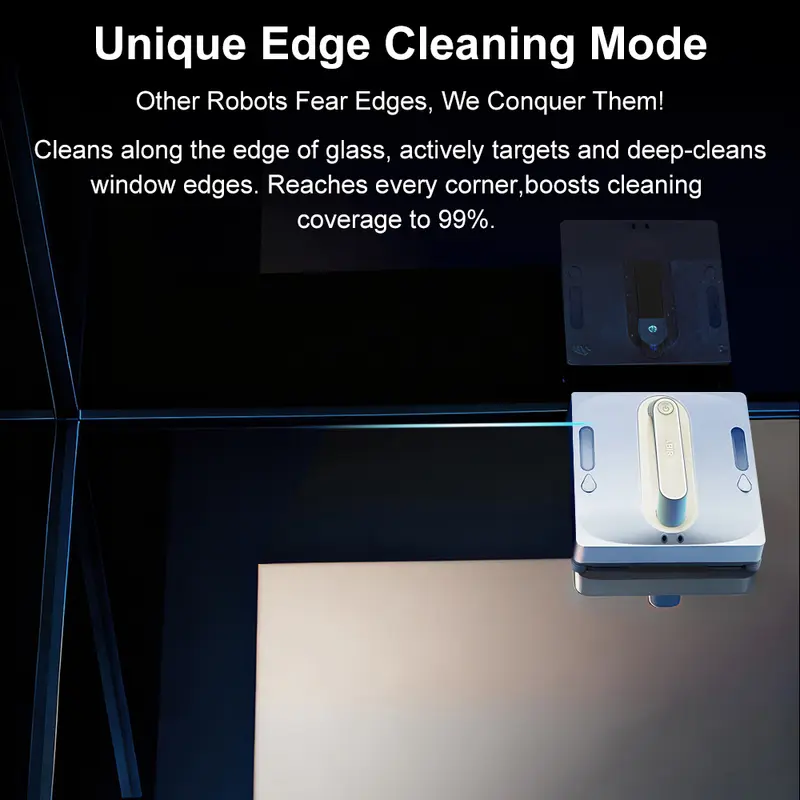 Robot Window Vacuum Cleaner ABIR WD9,4-Way Water Spray, Laser Sensor,9000PA Suction, Low Nosise,Wet Dry Scrape & Wipe in One - Image 6