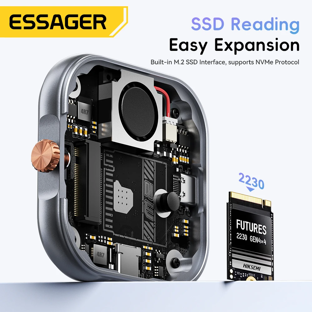 Essager Magnetic Hard Drive Enclosure Tpye C M.2 2230 NVME SSD Docking Station USB3.2 Gen2 10Gbps Speed for Phone Tablet Laptop