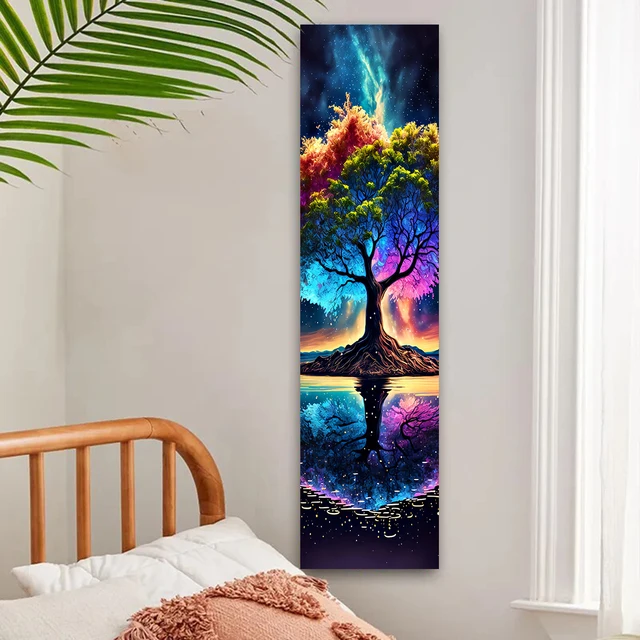 Tapisserie d'arbre de vie de ciel étoilé mystérieux, décor de chambre à la maison, bureau esthétique, gothique, sorcière 2