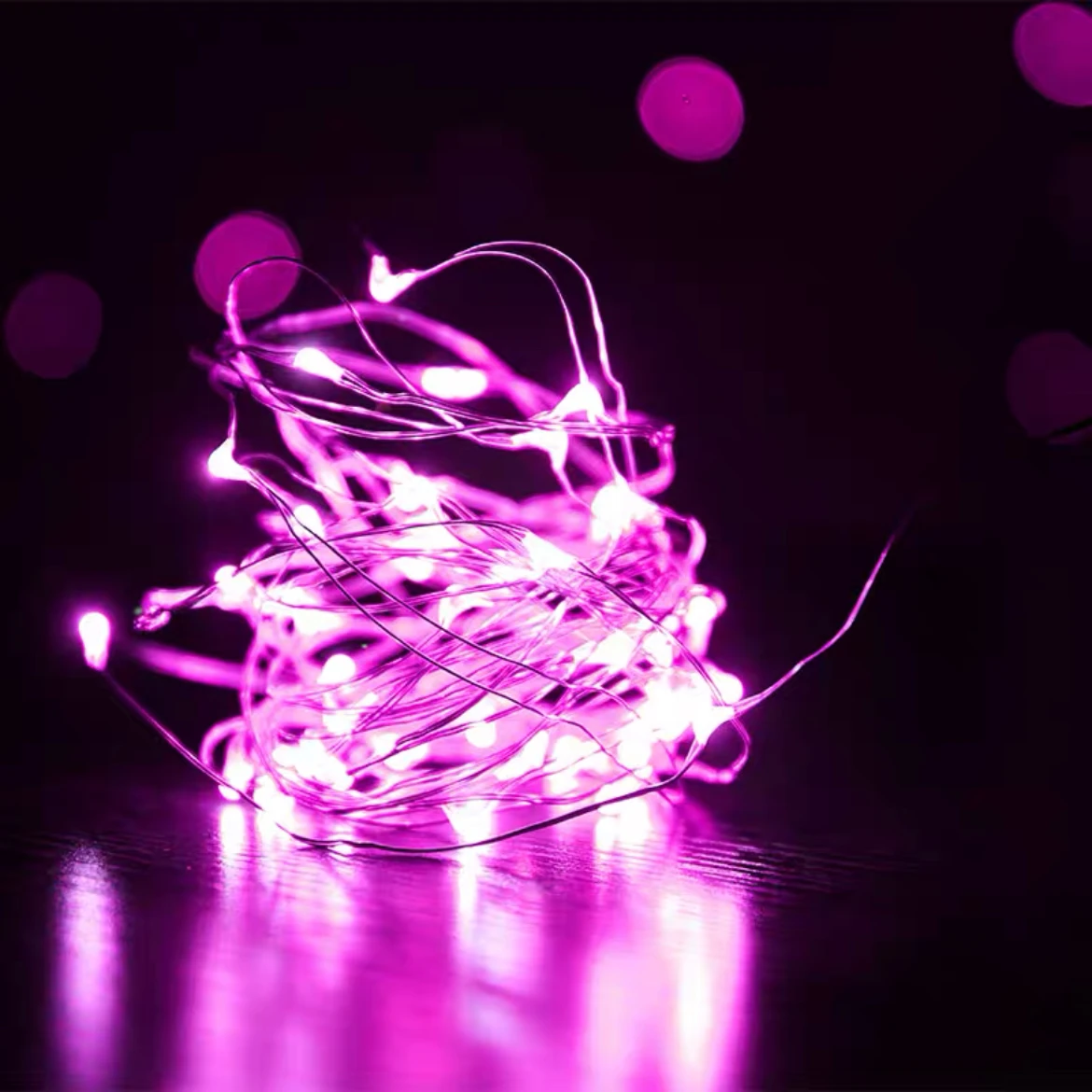 thumbnail image 1 of Luces de hadas que funcionan con pilas para centros de mesa de bodas, decoraciones para fiestas, luces de cadena de alambre de cobre para Navidad, funciona con pilas, 1 of 5