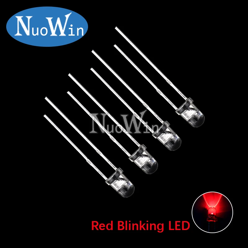 LED Diode 50pcs 3mm White Green Red Blue Yellow Light Emitting Diode Automatic Flashing LED Flash Control Blinking F3 1.5HZ