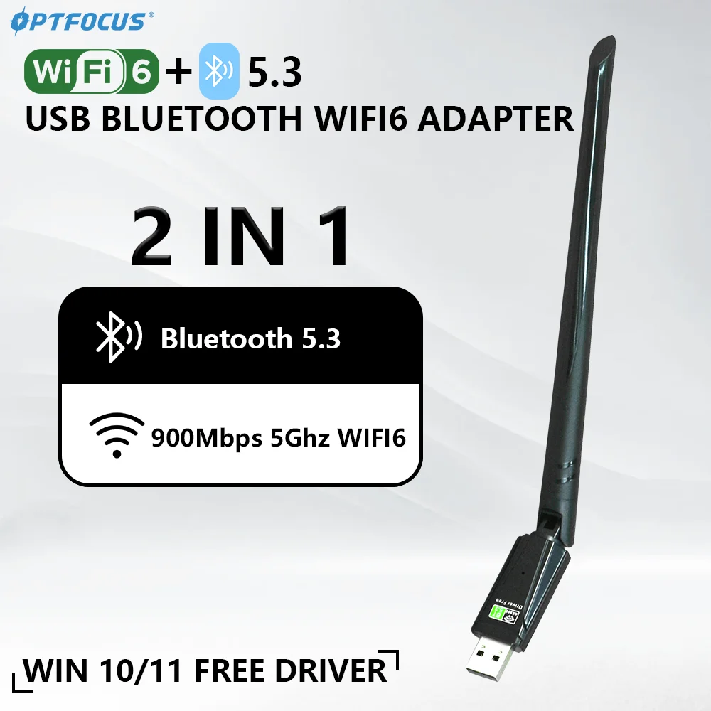 Openfocus-adaptador Wifi para pc Dongle sem Fio Bluetooth 5.3 ax em 900mbps Bluetooth 2.4g 5g 5dbi Dongle Usb