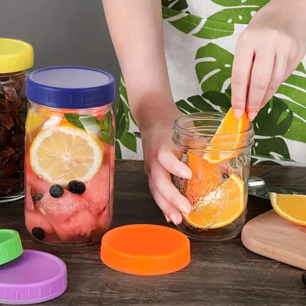 Kitchen Utensils Reusable Plastic Mason Jar Lids 12pcs For Wide Mouth Jar