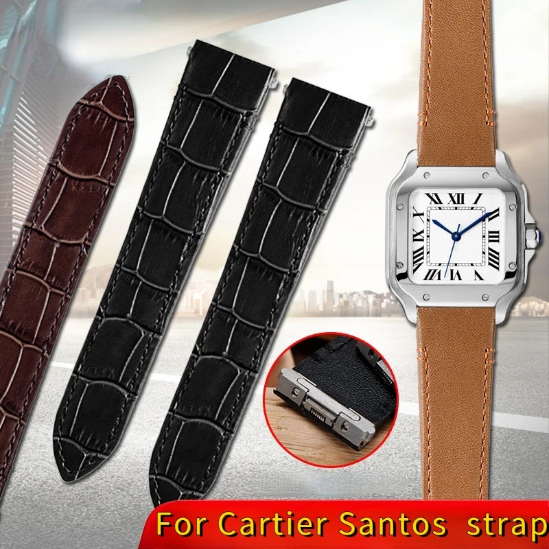 Quick Release Design Watch Strap 19mm 21mm For Cartier Santos WSSA0010