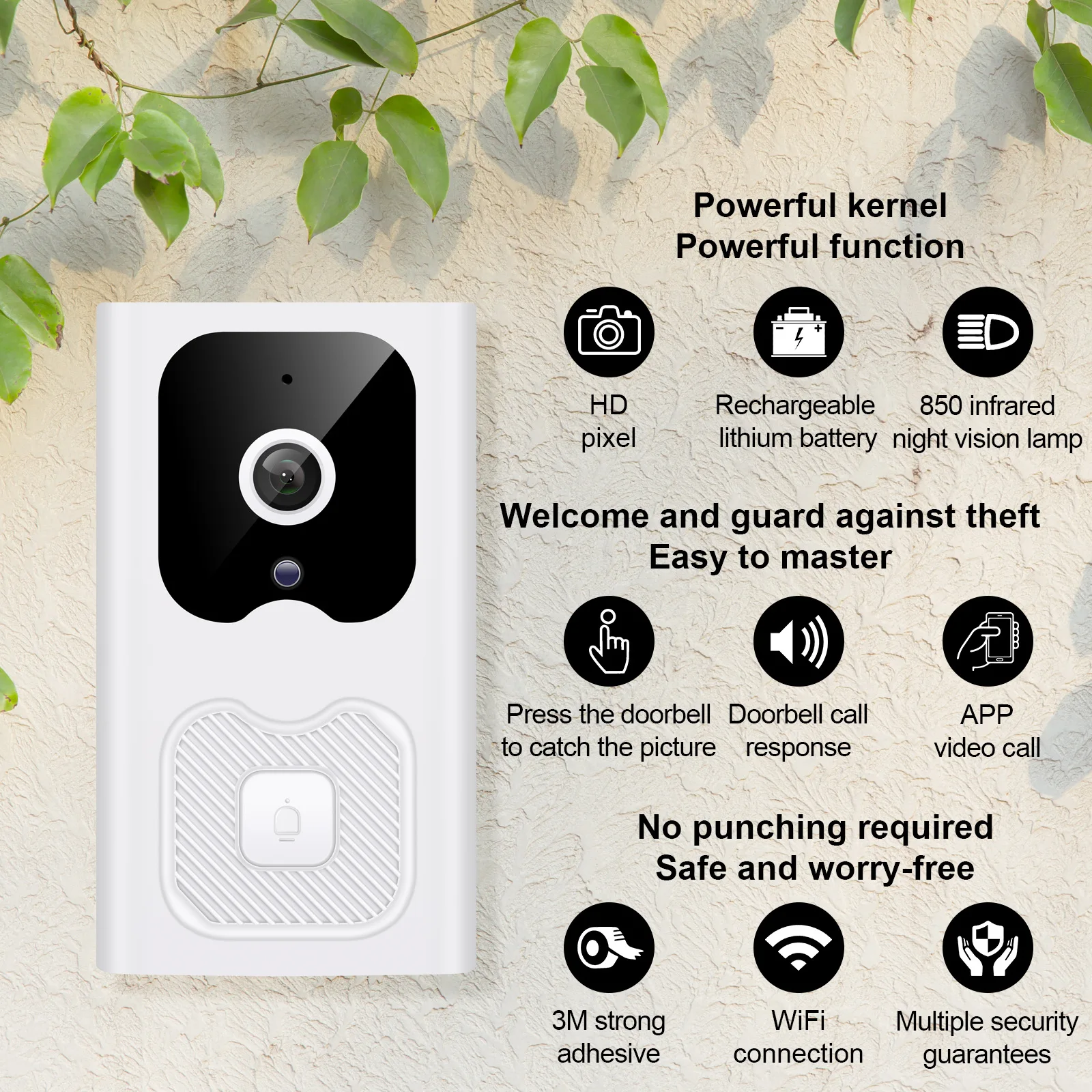 

ZL002 Tuya Smart Video Doorbell Wireless HD Home Surveillance Mobile Phone Remote Voice Intercom Mobile Detection