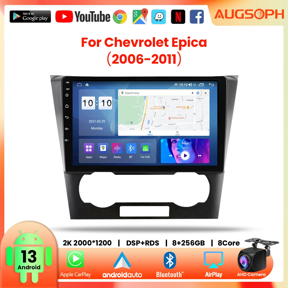 

Автомобильный радиоприемник Android 13 для Chevrolet Chevy Epica 2006-2011, 9 дюймов, 2K мультимедийный плеер с 4G Carplay DSP и 2Din GPS-навигацией.