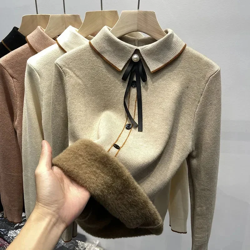 

Autumn Classic Design Sweater New Fashion Elegant Office Blouse Women Long-sleeved Pullover Knitted Long Sleeve Sweater Pullover