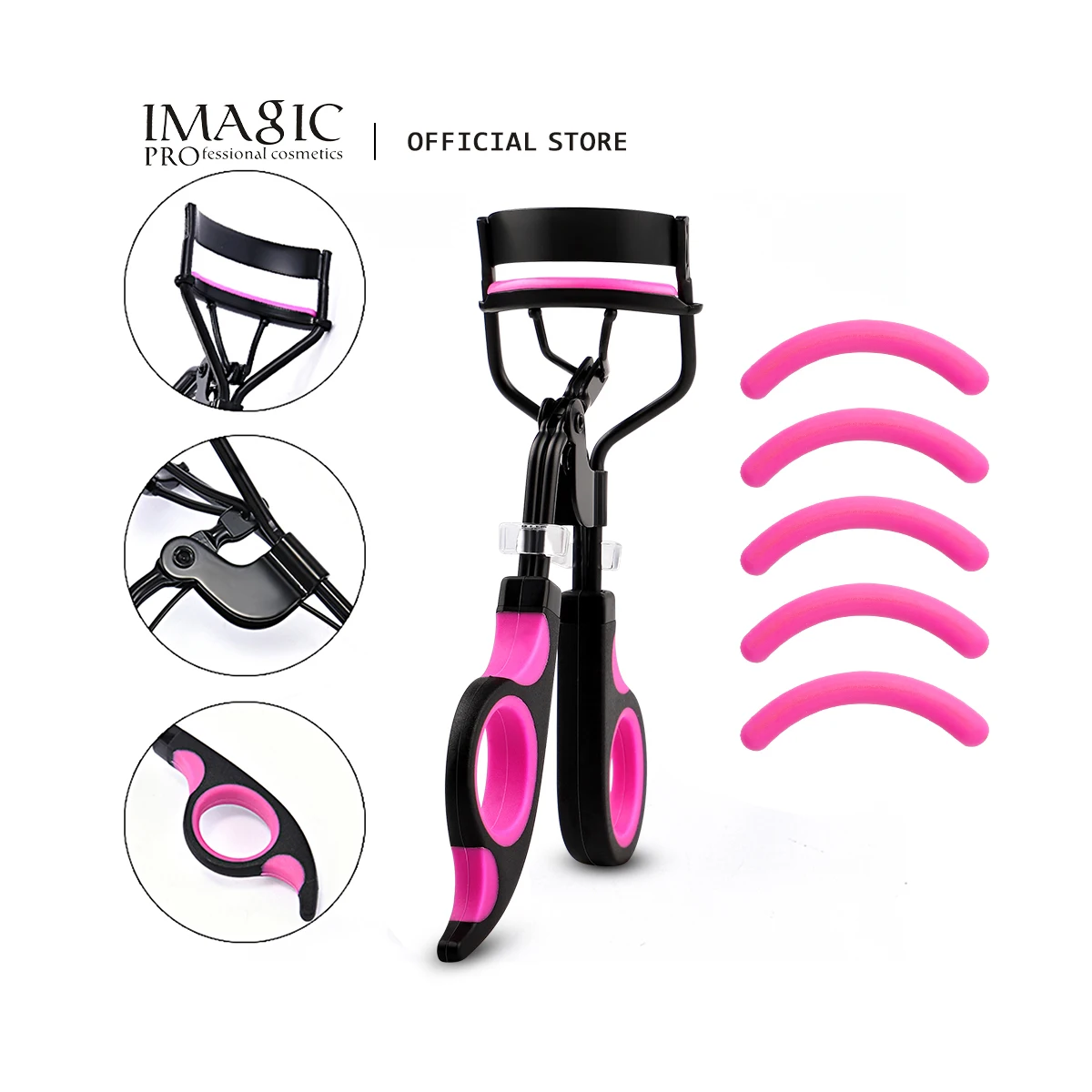 

IMAGIC Protable Eyelash Curler With Replacement Pads High Elastic Rubber Pad Long-Lasting Curling Not Hurt Eyelashes Makeup Tool