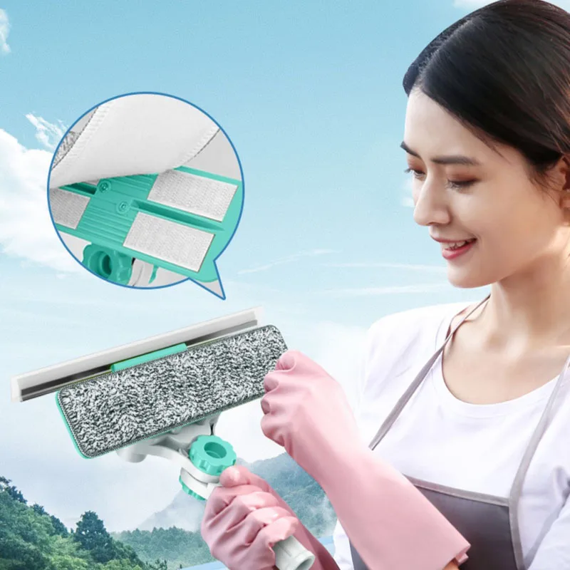 Window Cleaner Extendable High Building Retractable Pole Washing Dust Cleaner Brush Dry Wet Scraper Wiper
