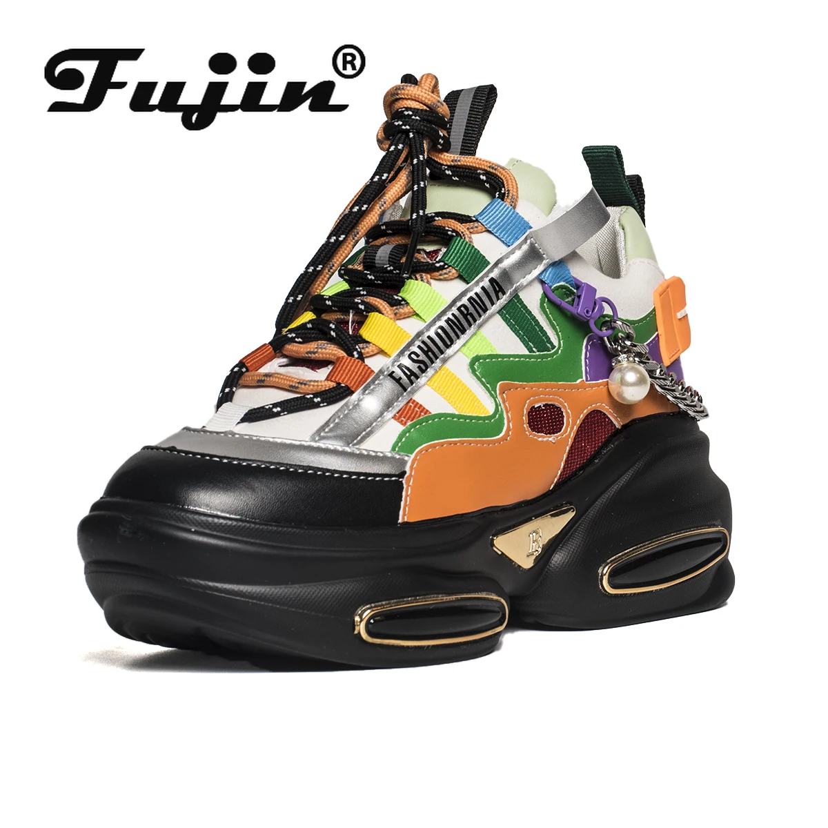 

Женские кроссовки на платформе Fujin, весенне-осенние кроссовки на толстой подошве 6,5 см