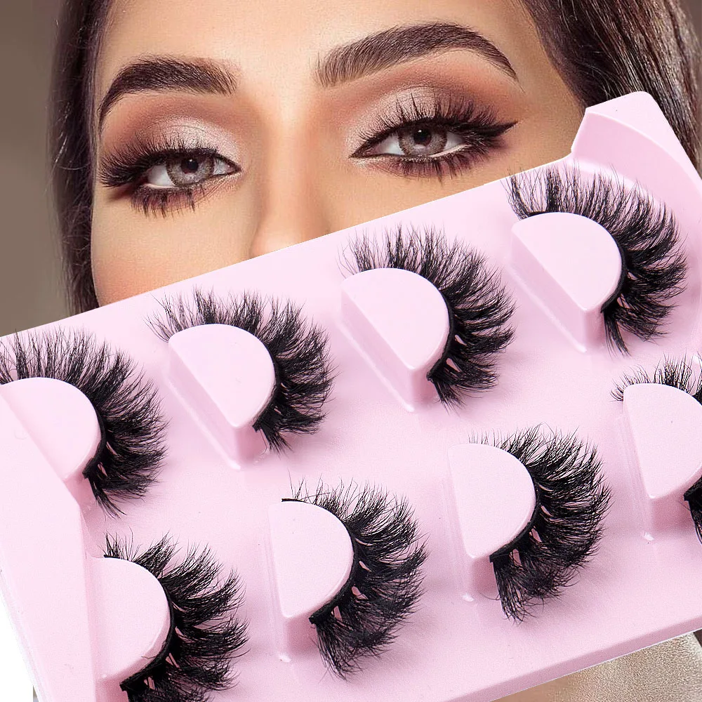 

4 / 5 pairs Eyelashes 8D Natural Long False Lashes Fluffy thick Cross Manga Lashes Wispy Natural Soft Eyelash Extension Makeup