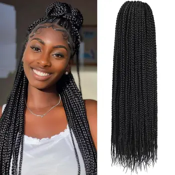 30inch Crochet Box Braids Hair pre looped Goddess Box Braids Crochet Braiding Hair 1/5/7 Packs Crochet Box Braids Synthetic Hair 1