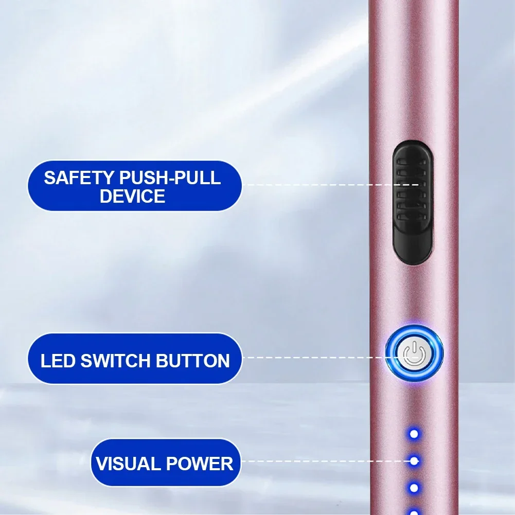 Description Picture 5 of itemUSB Rechargeable Kitchen Lighter Metal Windproof Dual Arc Plasma Lighter Candle Gas Stove Cooking Ignition Gun Electric Lighter