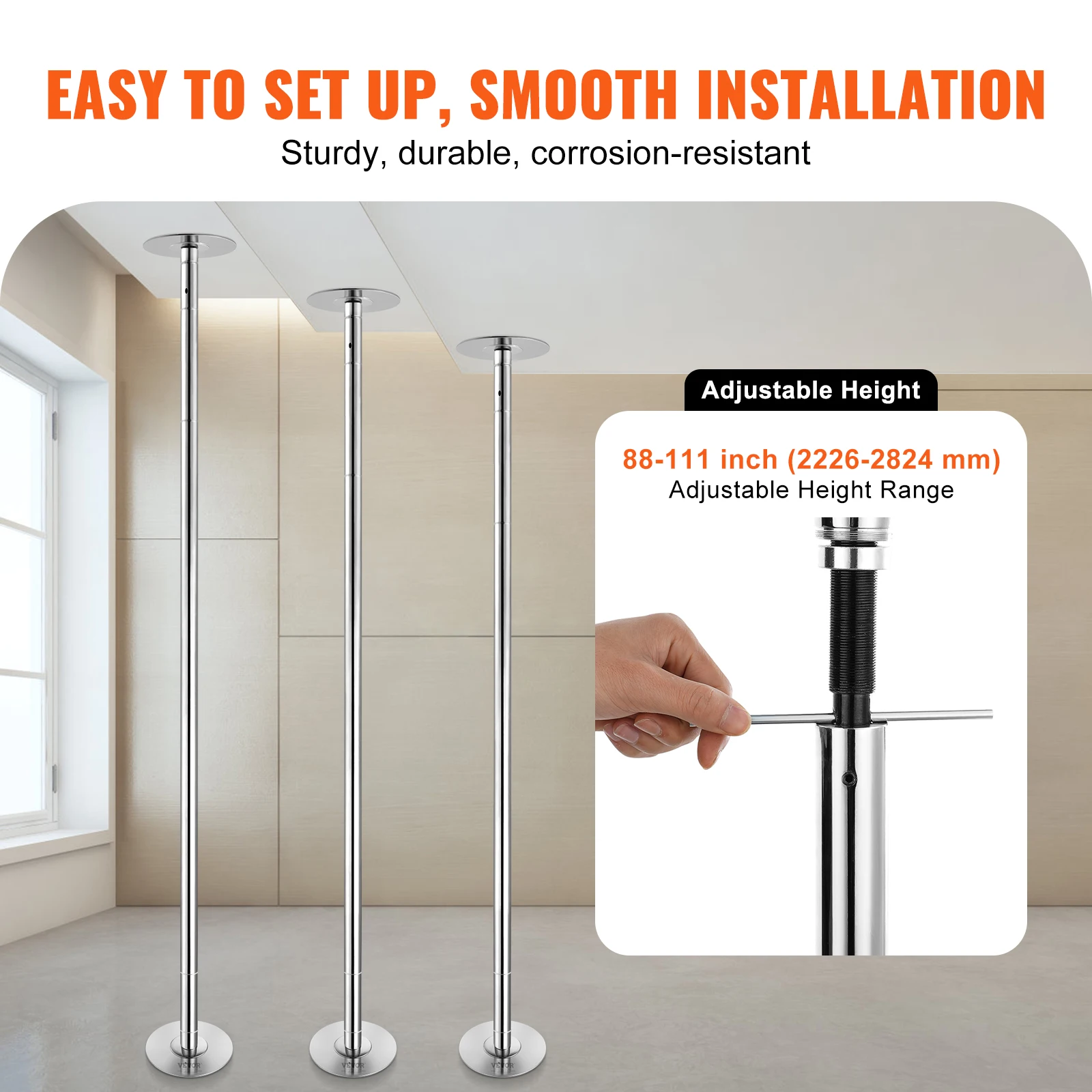 VEVOR Professional Dancing Pole Spinning Static Dancing Pole Kit Portable Removable 45mm Heavy-Duty Stainless Steel dancing pole kit