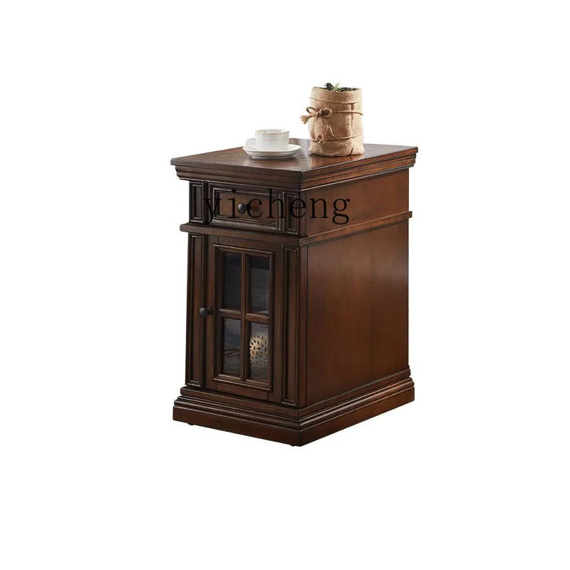 

ZK Solid Wood Small Wine Cabinet European Retro Side Table Side Table Corner Table American Small Bedside Table