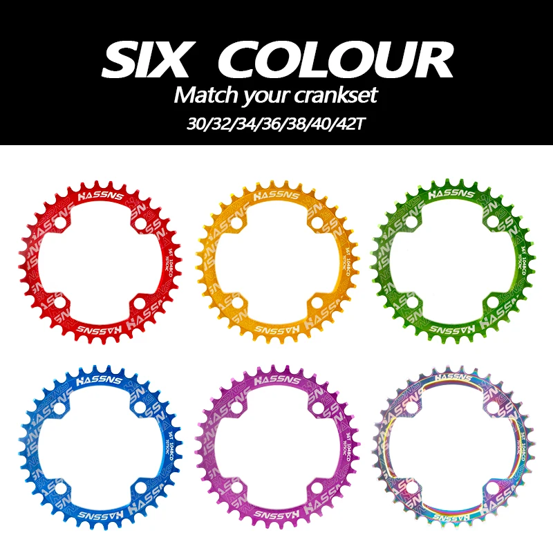 HASSNS MTB Chain Ring Oval Crown 104bcd Crown 30 32 34 36 38 40 42 Teeth Mountain Bike Chainring Bicycle Sprocket Round Cycling