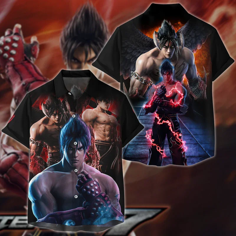 Tekken 8 Kazuya Mishima Video Game 3d Print Shirts Men Women Fashion Oversized Blouse Lapel Shirt Beach Camisas Unisex Clothing 6