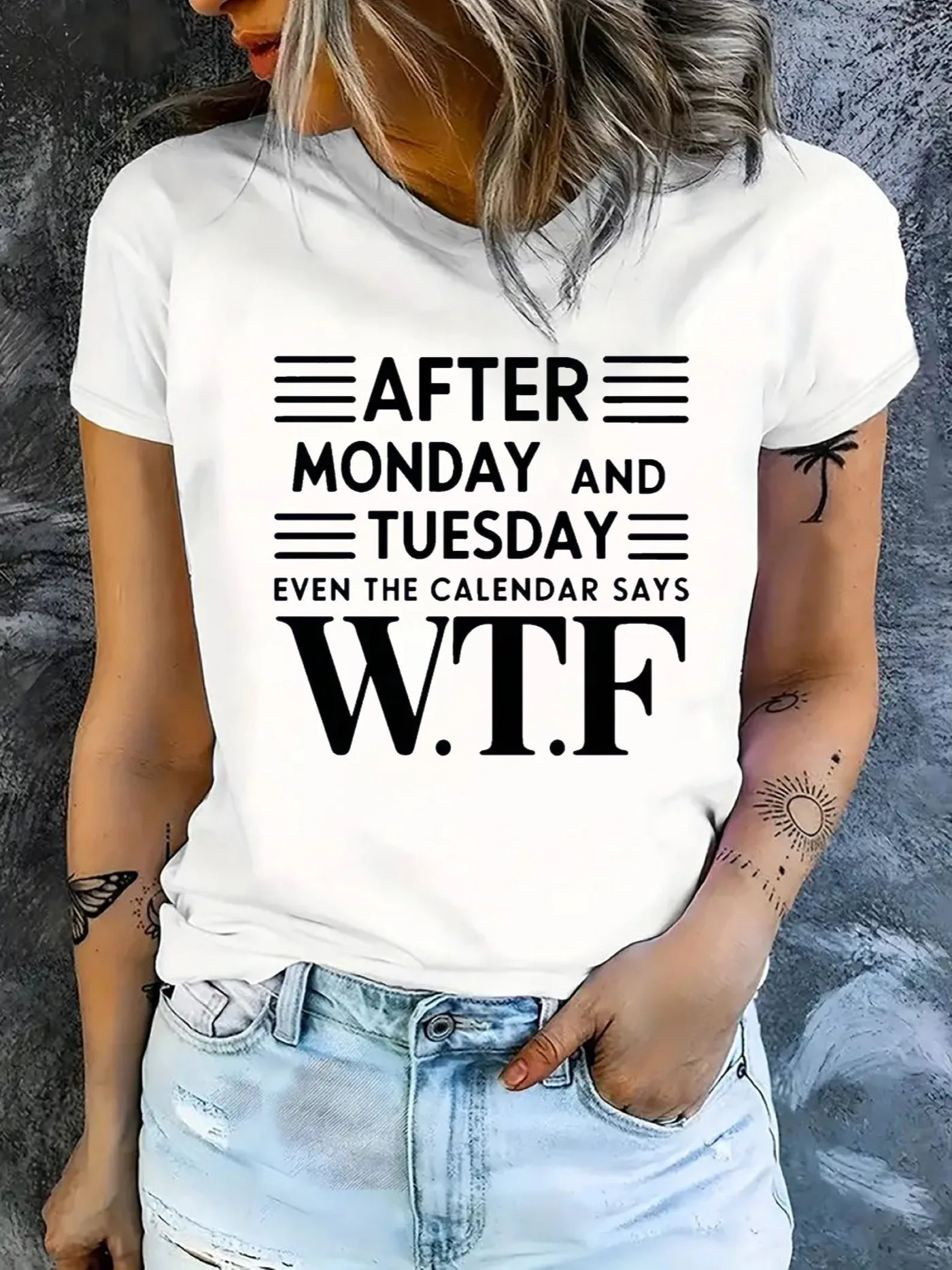 After Monday And Tuesday Even The Calendar Says WTF Women's Tee - Funny Graphic, Casual Black Top 4