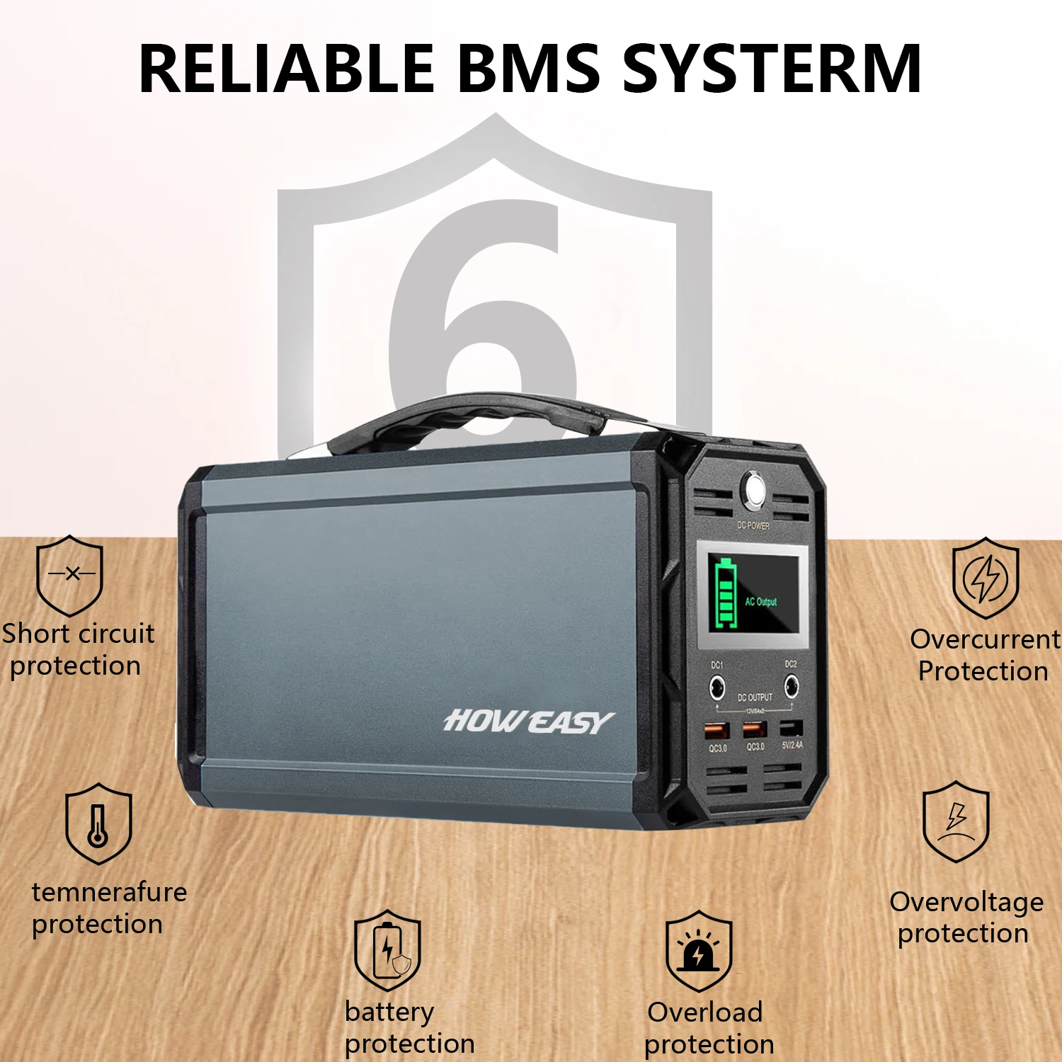 Howesy Aluminum Alloy 300W/110V Portable Power Station, 222Wh Spare Lithium Battery with Ac Power Socket/Qc 3.0/Dc, Suitable for Cpap Home Emergency Outdoor Camping Style Rv Travel. 5