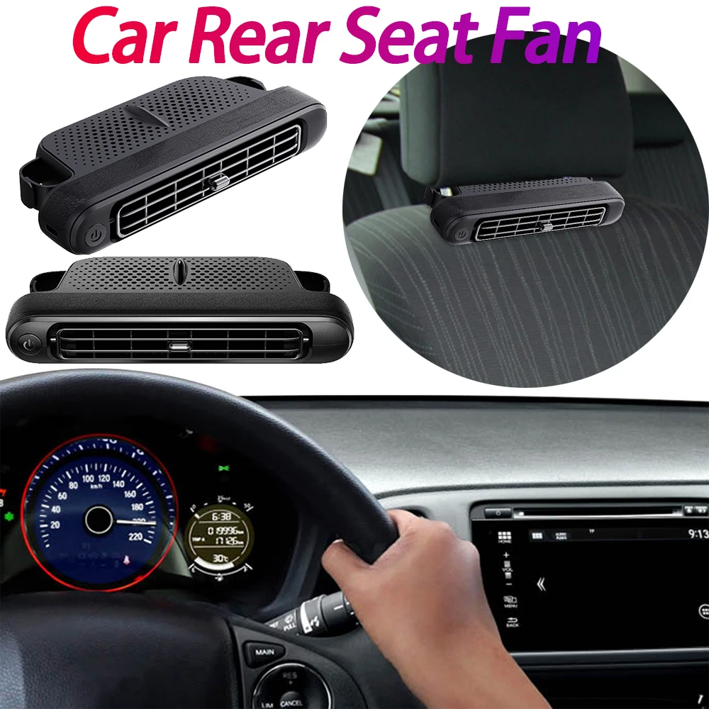 USB Car Fan for Backseat 3 Speeds Portable Car Seat Headrest Fan 5V/2A Ventilation Fan for Mini Cars RVs Sedans