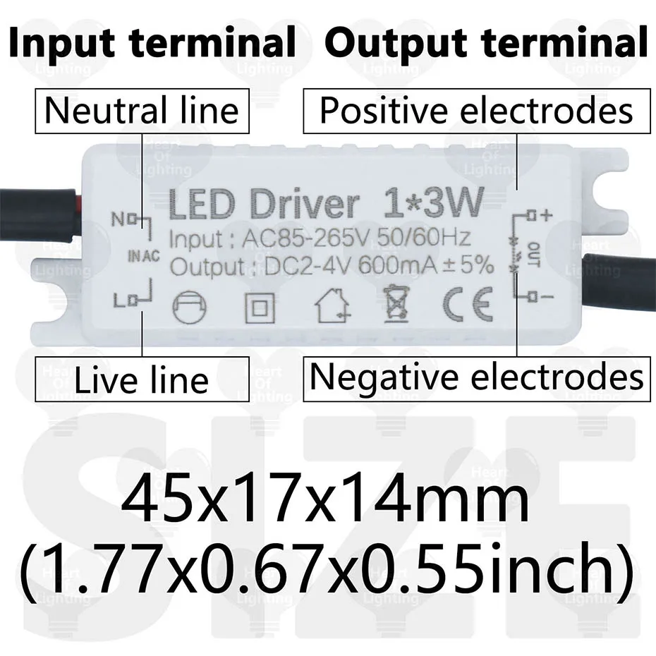 1*1W 1*3W 1*5W DC2-4V LED-Treiber Netzteil mit Integriertem Konstantstrom-Beleuchtungstreiber AC85-265V Ausgang 300mA 600mA 1200mA Transformator – Detail 2