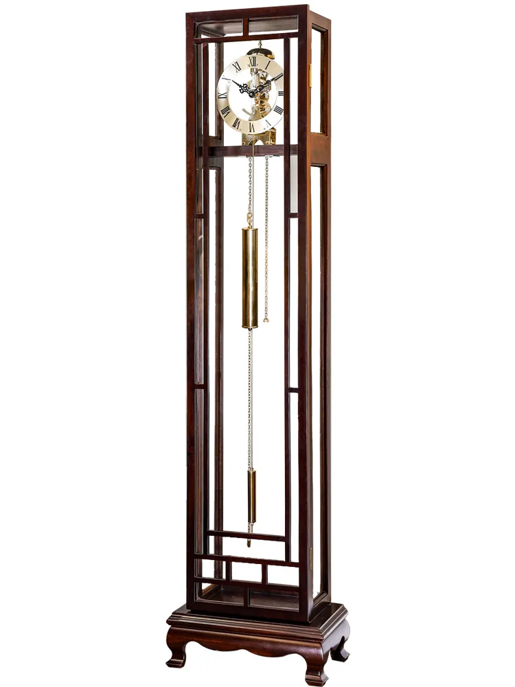 

Mechanical See-through Floor Chinese Retro Vertical Solid Wood Living Room Copper Mechanical European Clock