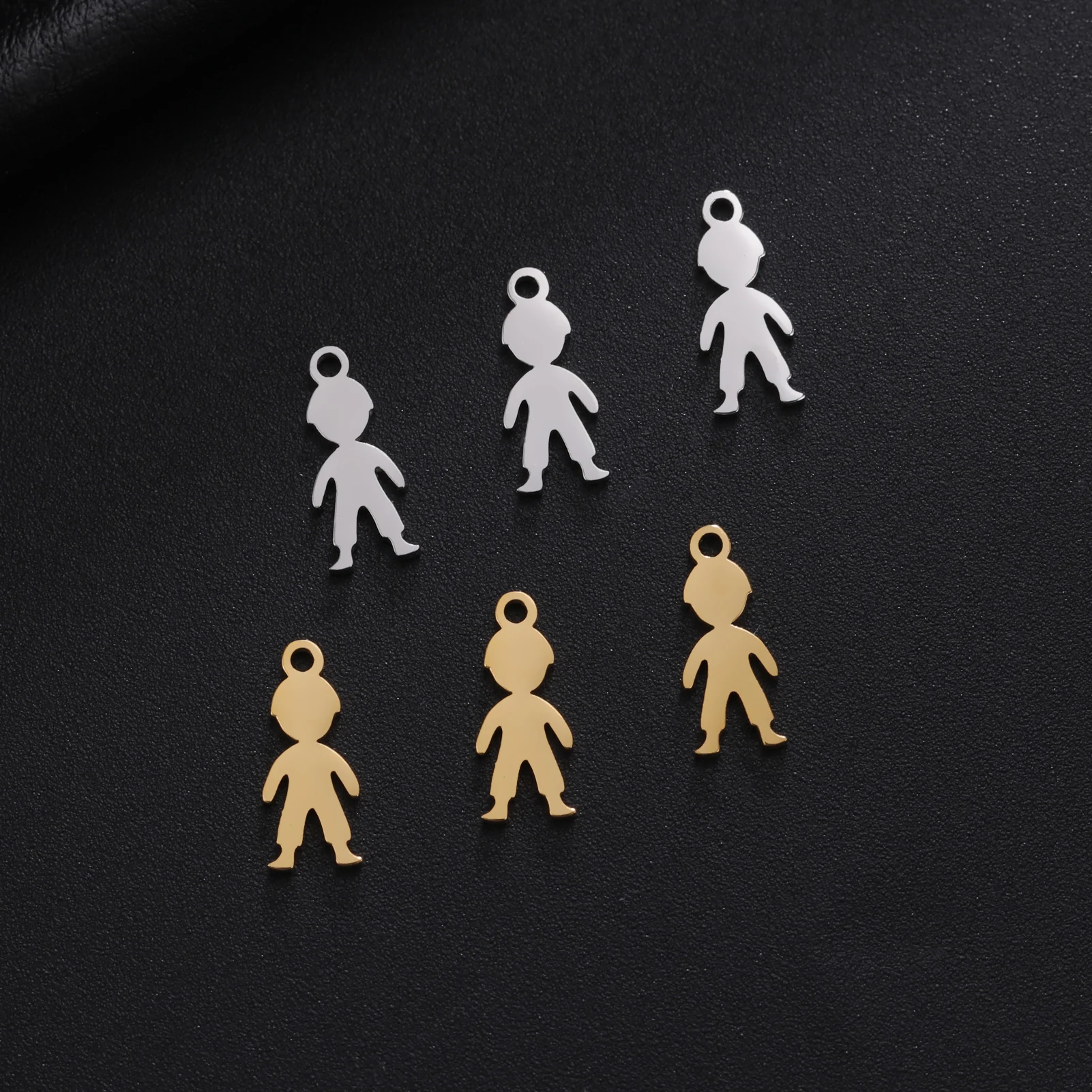 5 Stück/Set Jungen-Anhänger für Schmuckherstellung Edelstahl Goldfarben DIY Halskette Armband Anhänger Zubehör Großhandel – Detail 12