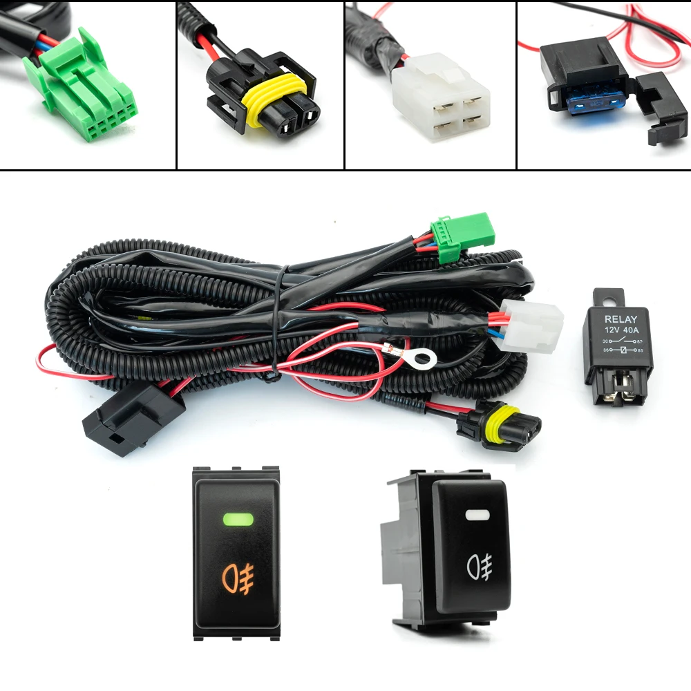 

Для Nissan Xterra Titan Frontier Navara D40 Armada Fog светильник 40A 4-контактный переключатель вкл./выкл. Проводка жгут предохранителей