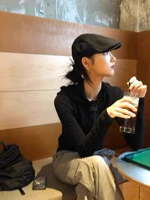 Bla Beret Hat for Women Spring Summer Casual Sle Face Slimming Flip Cap Large Head Size Cartoonist Hat Youth Suitable